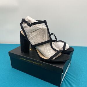 Lulus Women's Shoes Black Size 10 Black Style COOP Suede Strappy High Heel NIB